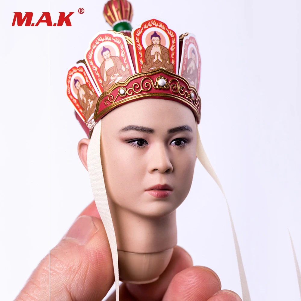

DIY Male Head Model Toys 1:6 Scale Journey to the West Tang Monk Man Head Carving with Neck Toy for 12'' Man Action Figure Body