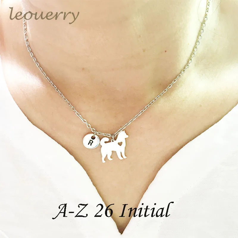 Leouerry Custom A Z 26 Letetters Husky Подвеска Ожерелье Крошечная цепочка для ключиц хаски