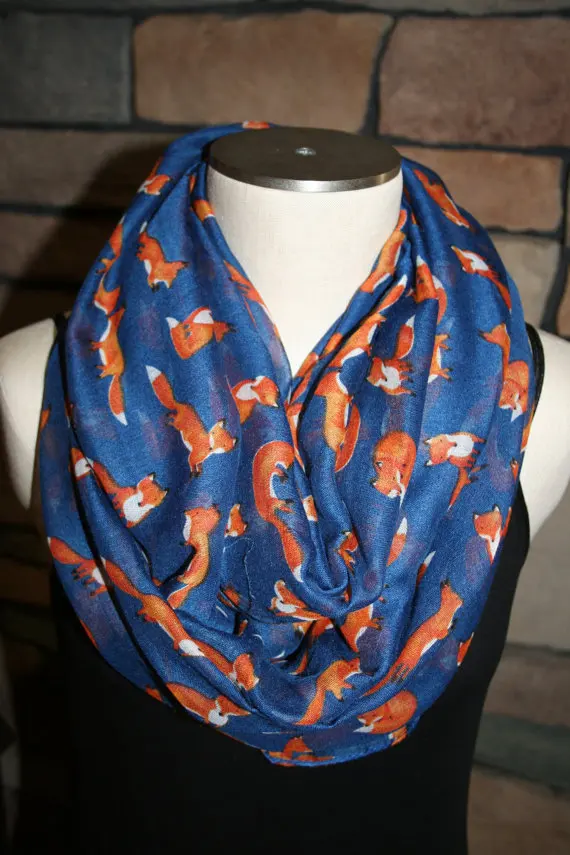 

Fox Print Infinity Scarf Animal Print Scarf Chunky Infinity Scarf Loop Scarf