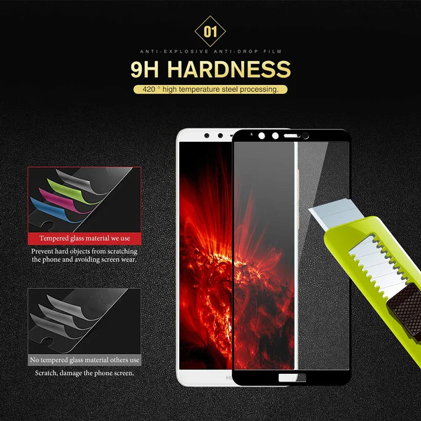 Закаленное стекло для huawei Y9 Y6 Y7 Prime 3D Защита экрана для huawei Honor 7C 7A Pro P Smart P20 Pro Lite