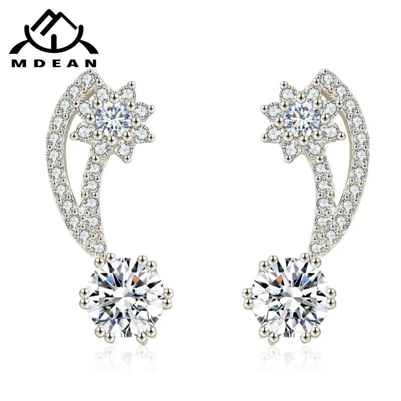 Женские серьги MDEAN прозрачные из белого золота с фианитом AAA A116|earrings for women|fashion