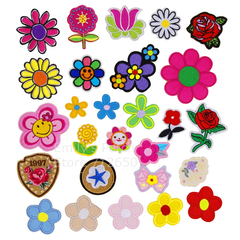 Новое прибытие 10 шт с цветочной вышивкой патчи железные на мотив аппликация