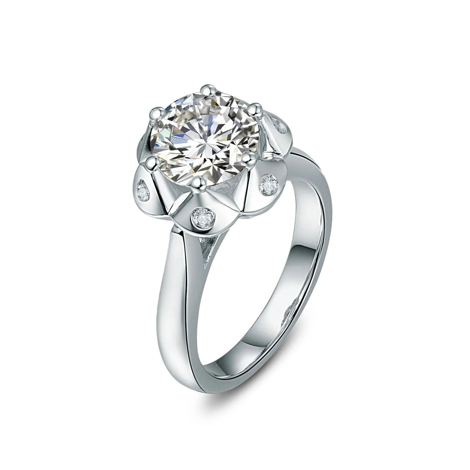 

Lotus Brand Quality Jewelry Ring 3CT Romantic Jewelry Solid White Gold Engagement Diamond Carbon Ring for Women Wedding