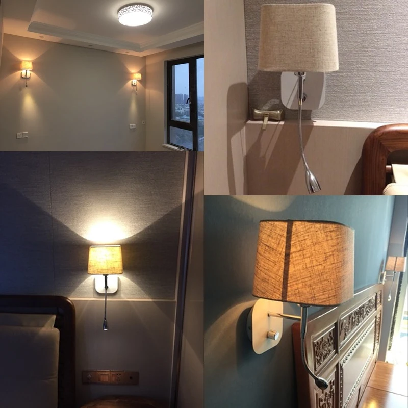 Отельная прикроватная настенная бра со светодиодной подсветкой для чтения