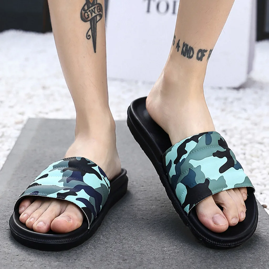 Men Summer Outdoor Comfortable Slippers Fashion Camouflage Non-Slip Beach Shoes chausson homme для пляжа тапочки#XB20