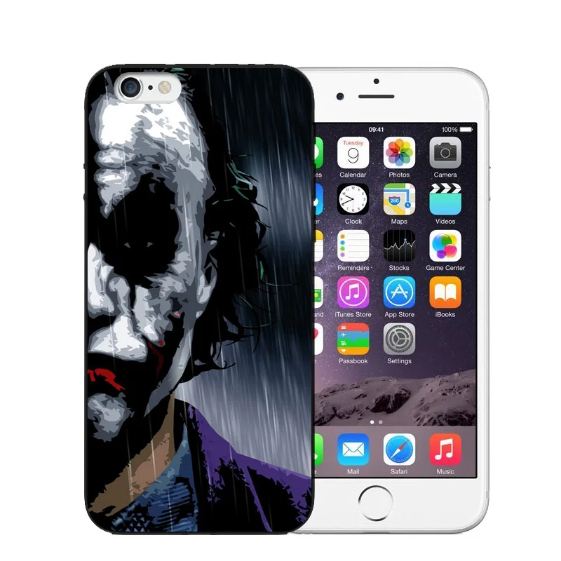 Мягкие чехлы с рисунком Джокера Бэтмена черного и белого цвета для iPhone X 8 8Plus 7 6 6S