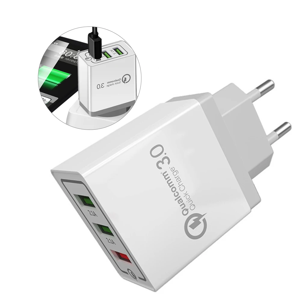 Универсальный QC3.0 18 Вт USB быстрая зарядка 3 0 в 3A для Iphone 5 7 8 US EU штепсельная Вилка
