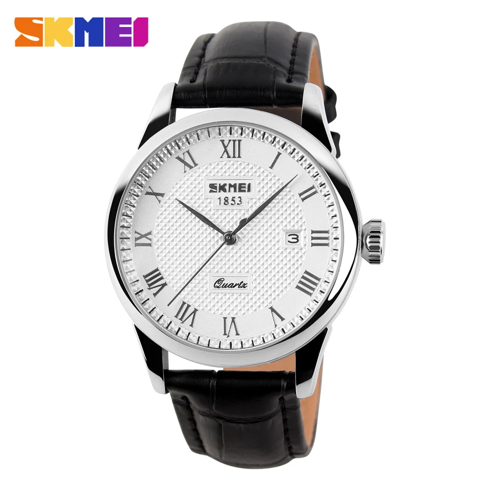 SKMEI Business Mens Watches Top Brand Luxury Leather Strap Watch Men 3Bar Waterproof Quartz Wristwatches relogio masculino 9058 mens watches top brand luxury quartz fashion casual business watches men wristwatches quartz watch clock brand men s watch skmei