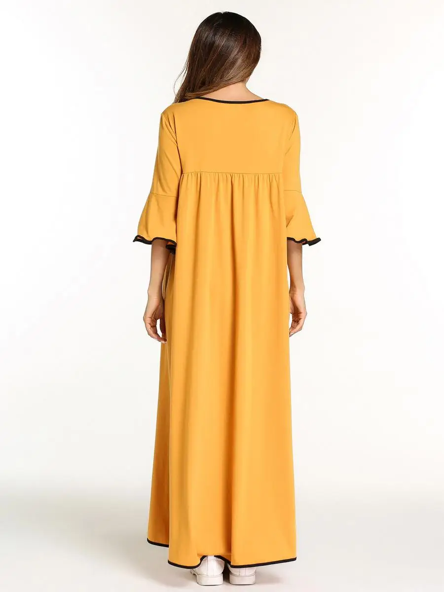 Мусульманское женское длинное платье с вышивкой повседневное свободное