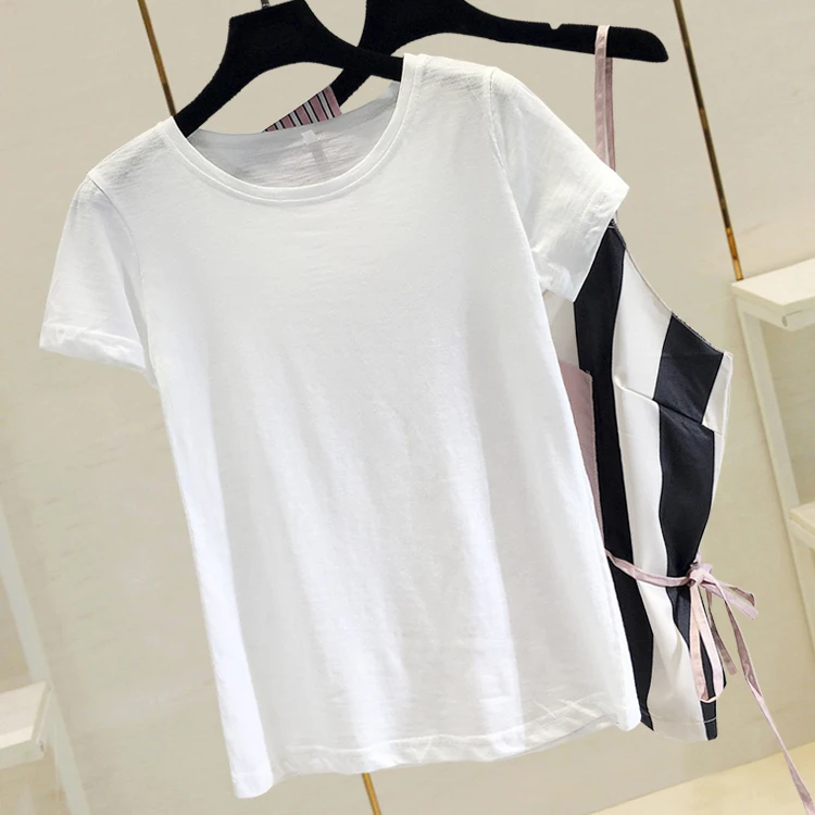 Летняя Новинка 2019 года футболка с короткими рукавами в полоску Свободный жилет