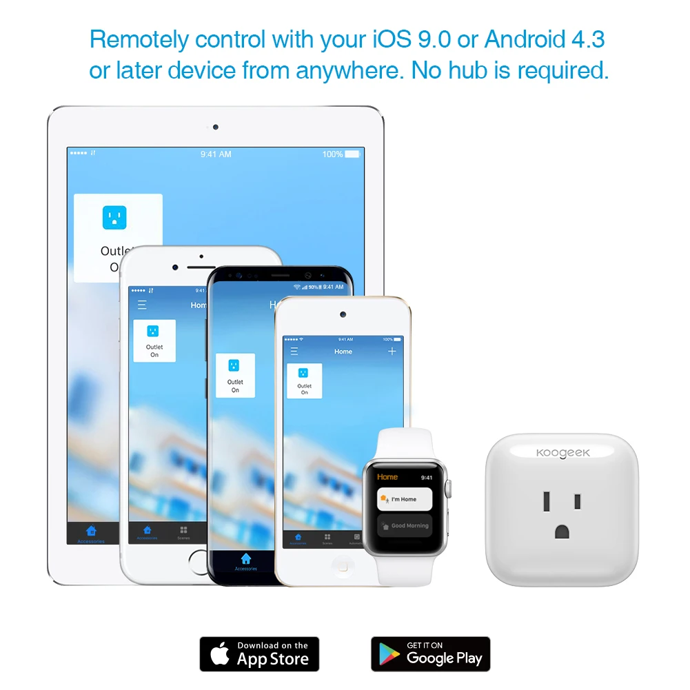 Koogeek Smart Plug Wi-Fi поддержка Alexa HomeKit для Google Assistant Голосовое управление приложение пульт дистанционного управления Разъем для США CA