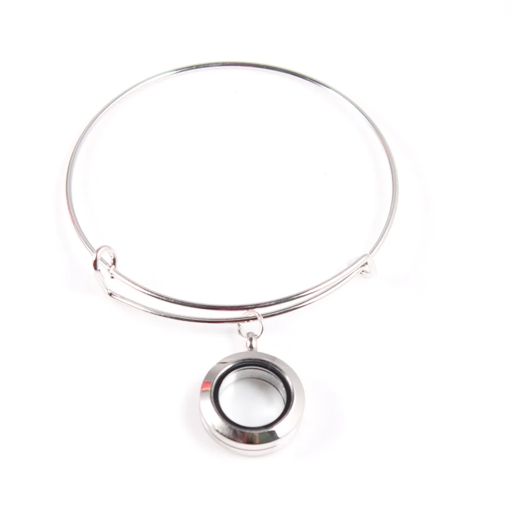 10Pcs/lot 20MM Silver Rhinestone Screw Glass Floating Locket Bangles Expandable Wiring Bracelet With Egg 2017 Easter Best Gift | Украшения