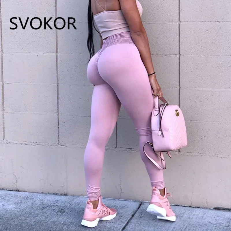 SVOKOR 4 цвета сексуальные пуш ап женские леггинсы Mulheres Moda Cintura Alta Treino полиэстер