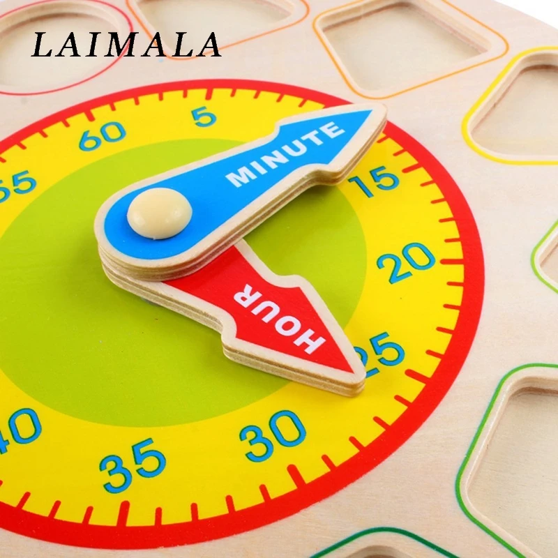 

Wooden Toy Colorful 12 Numbers Clock Toy Digital Geometry Cognitive Matching Clock Toy Baby Kids Early Educational Toy