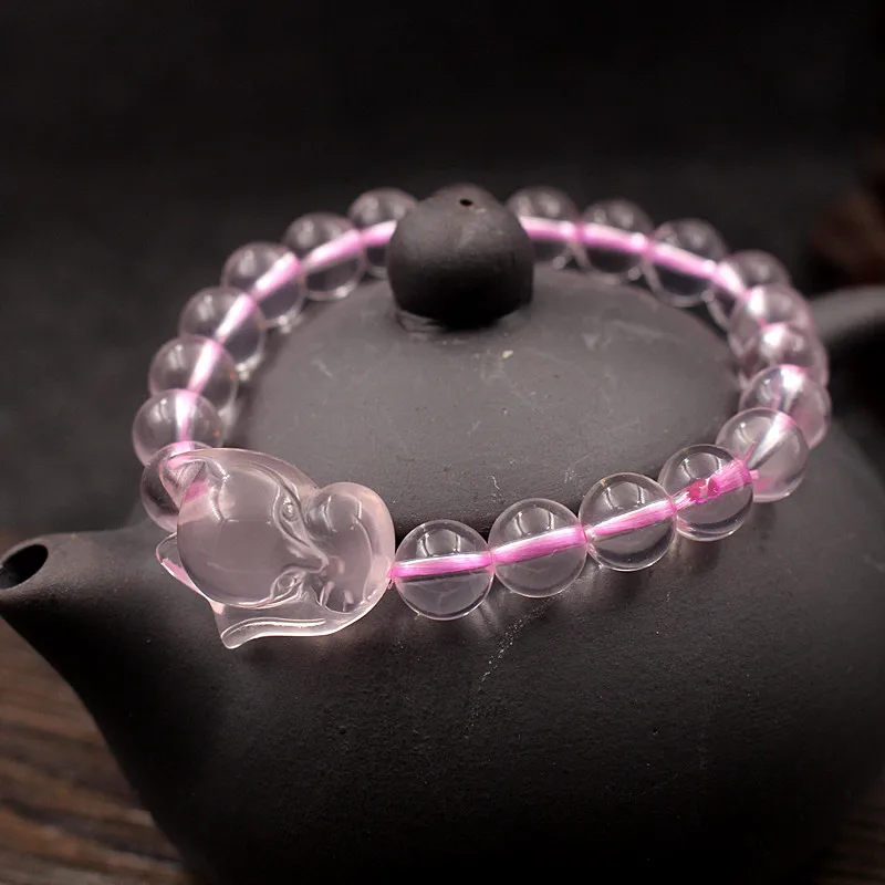 Yanting Pink Crystal Fox Bracelets For Women Romantic Sweet Gifts Girls Female Bracelet Jewelry Natural Stone 003 | Украшения и