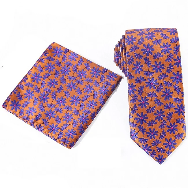 WTHS-021 tie set Tailor Smith Necktie and Hankerchief Set Dot Animal Wolf Shark Floral Tie Set 7.5CM Microfiber Woven Suit Tie with Pocket Square - Color: WTHS-021 tie set