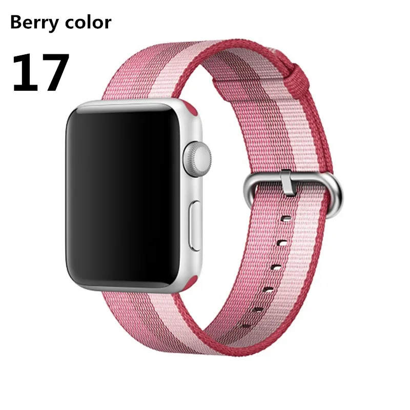 berry 17 Ремешок Nato для apple watch Band 42 мм 38 мм iwatch band 44 мм/40 мм наручный Браслет apple watch 4 - Band Color: berry 17