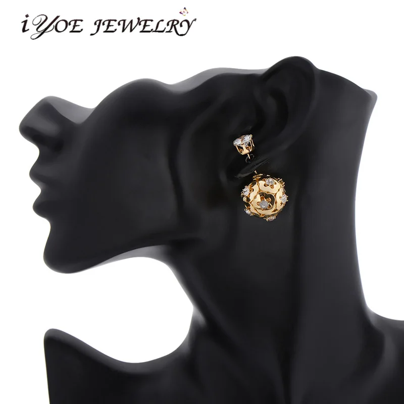 IYOE Позолоченные полые серьги-гвоздики с французским цветочным шариком 8 мм