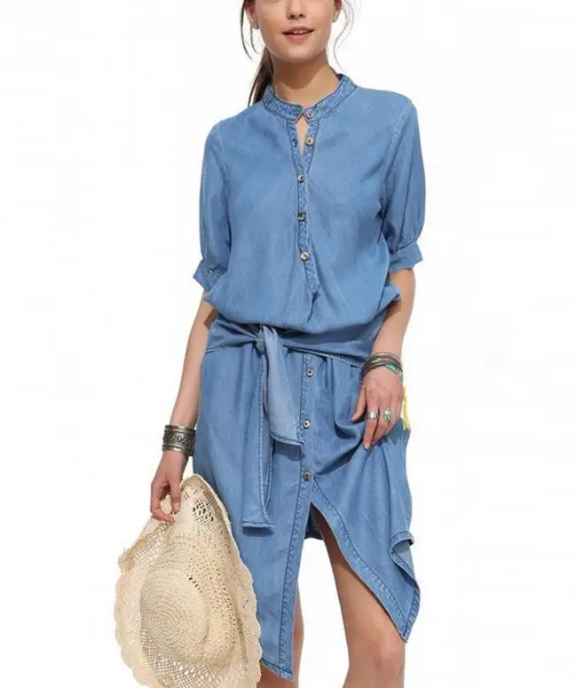 Женское платье с бабочкой повседневное синее коротким рукавом 2017|dress summer|denim