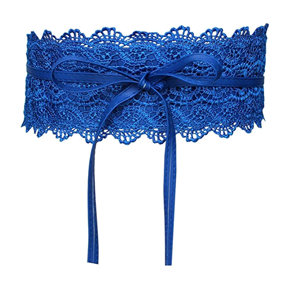 Royal Blue Модный однотонный корсет из искусственной кожи пояс широкий кружевной пояс эластичный пояс женский пояс вечерние Пояс кушак Декор - Color: Royal Blue