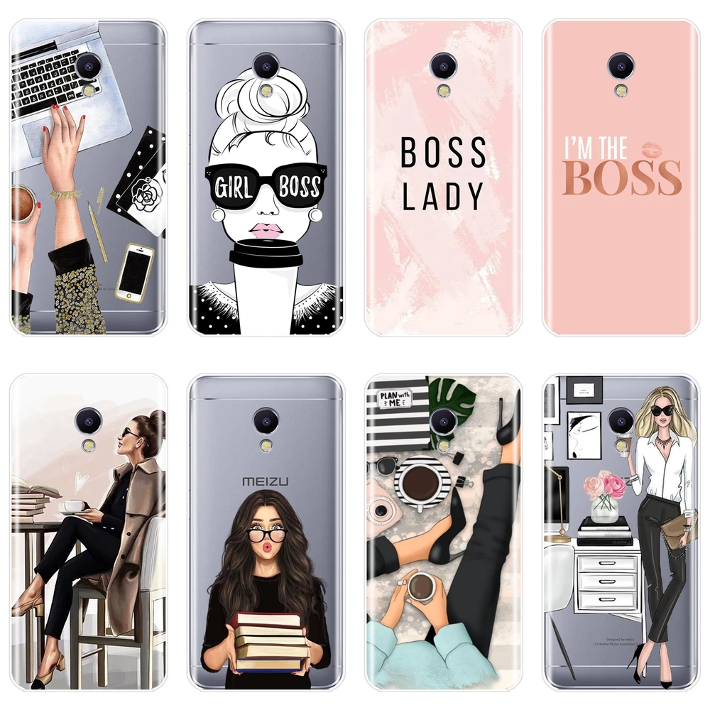 Для Meizu M2 M3 M5 M6 Примечание чехол из силикона и надписью Girl Boss женщин Мягкий для