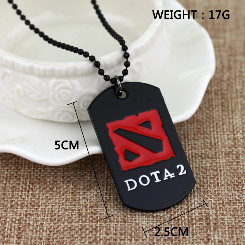 Ожерелье с логотипом DOTA 2 из игры 3D вау подвеска черными эмалированными бусинами