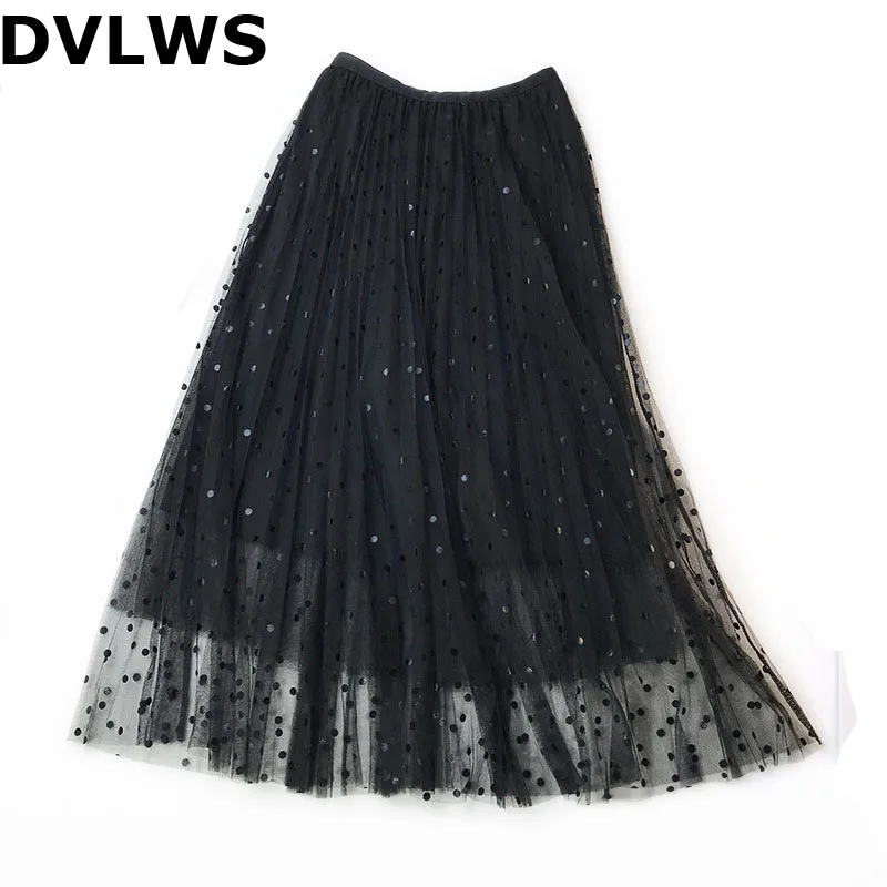 Женская облегающая сетчатая юбка в горошек с высокой талией розовая 2019 | одежда