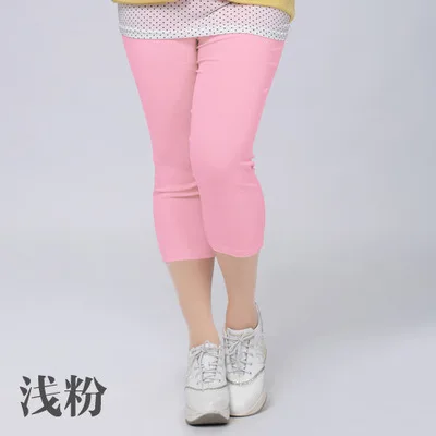 Розовый TUHAO, женские эластичные брюки размера плюс, 6XL, 5XL, 4XL, хорошее качество, очень большой размер, женские Капри, брюки, супер эластичные летние брюки, YB02 - Цвет: Розовый