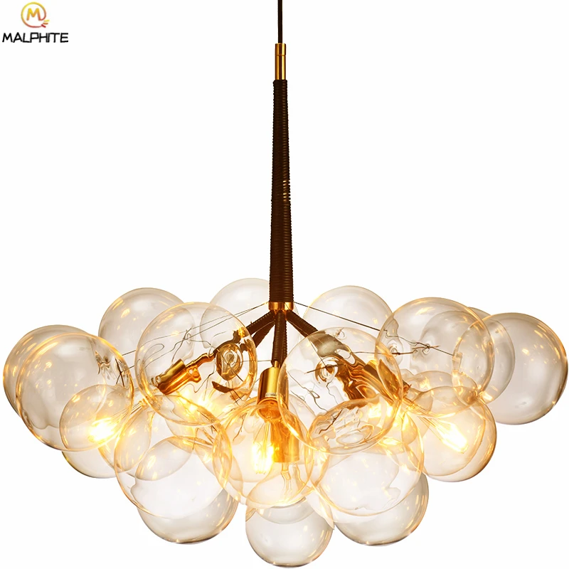 

Nordic modern style deco lighting fixtures hanglamp glass ball bubble iron branch pendant lights restaurant hanging LED lighting