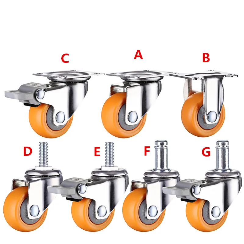 

4pcs 1.25 inches 32mm Heavy Duty 80kg Orange Swivel Castor Wheels Trolley Furniture Caster