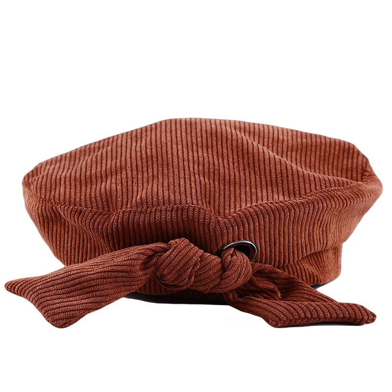 Женская уличная однотонная Вельветовая винтажная шляпа с плоским верхом модная