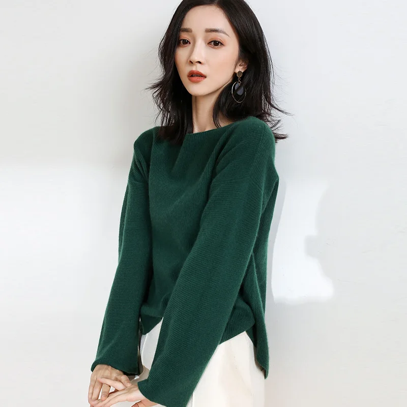 DILLY FASHION Women sweater and pullovers autumn winter flare sleeve slash neck cashmere knitted sweater- GML7281 | Женская одежда