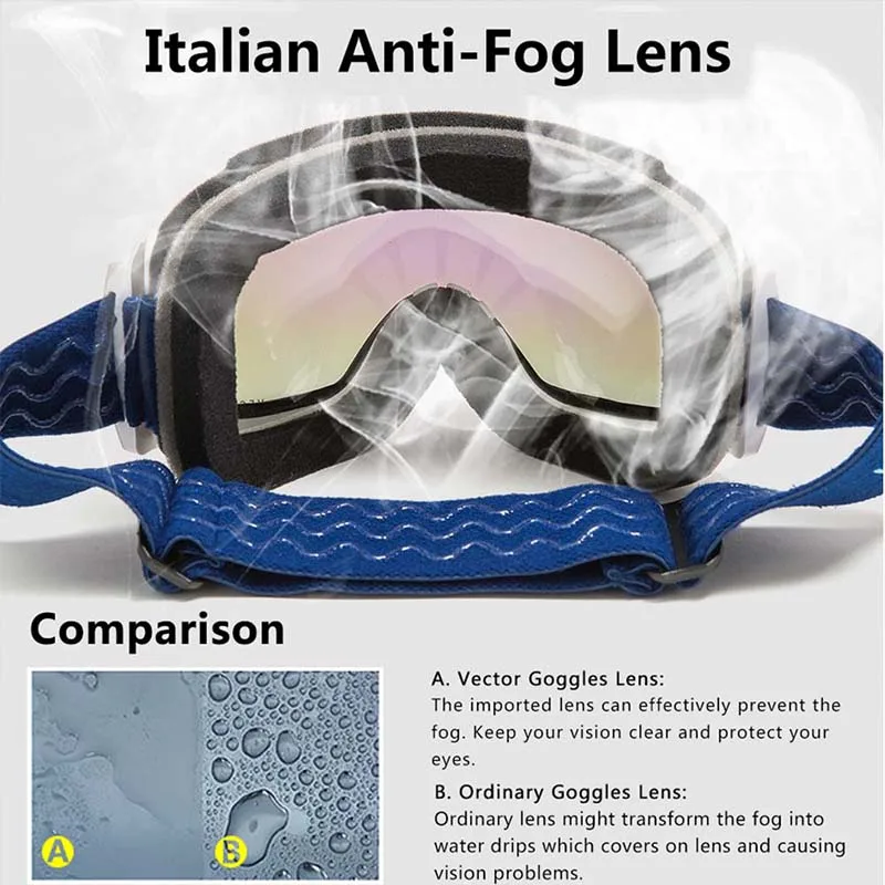 Лыжные очки для улицы ветрозащитные снежные двухслойные лыжные зимние мужские