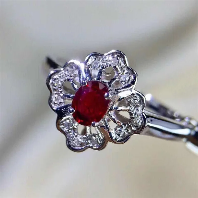Trendy Natural Burma ruby Rings for Women Party Engagement 0.45Ct heated Genuine gemstones Fine jewelry 925 Sterling Silver #490 | Украшения