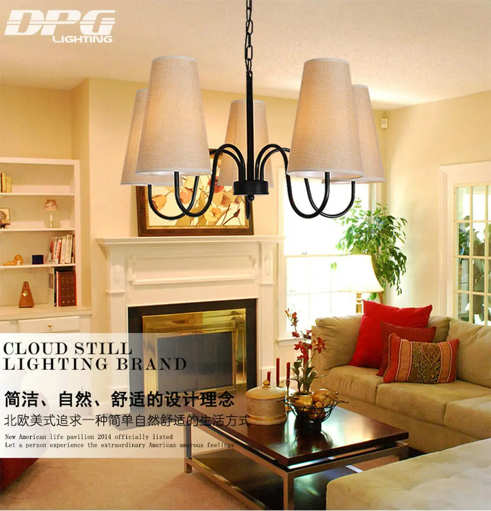 Современная маленькая черная люстра с абажуром E14 Led железное Домашнее освещение