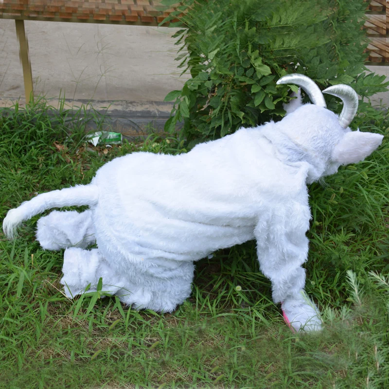 Goat Mascot Costume White Sheep Fancy Dress Halloween for Party Performance Drama Wear Suit | Тематическая одежда и