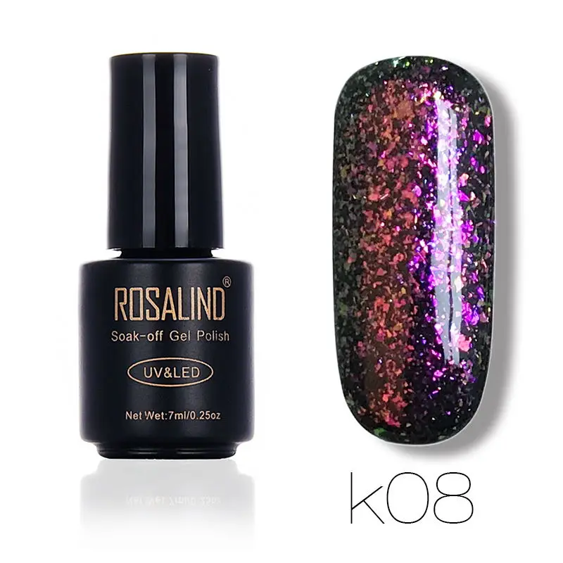 RAK08 Rosalind гель 1S 7 мл Блестящий Galaxy лак для ногтей необходим черный блеск для ногтей Полупостоянный гель лак - Цвет: RAK08