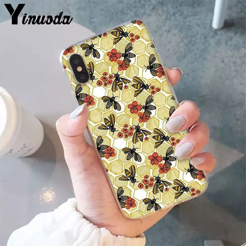 Yinuoda рисунок пчелы милый мультяшный чехол для телефона с цветочным рисунком для iPhone 8 7 6 6S Plus 5 5S SE XR X XS MAX 10 11 11pro 11promax - Цвет: A14