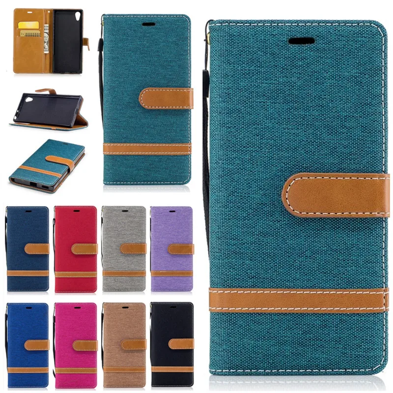 Для Sony Xperia XA1 Чехлы Coque футляр модные джинсовые джинсовое портмоне кожаные сумки