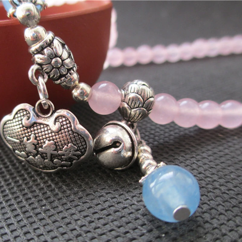 Оптовая продажа Розовый халцедон натуральный кристалл браслеты тибетское
