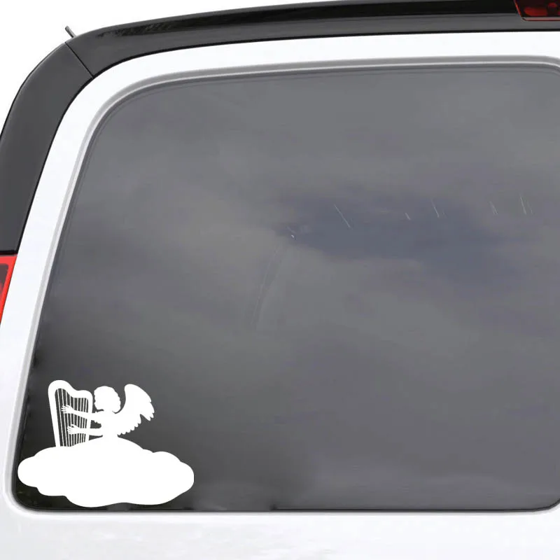 

YJZT 9.8*13.7CM Cute Childish Princess Angel Playing Music Car Sticker Silhoutte Decal Black/Silver Covering The Body C20-1503