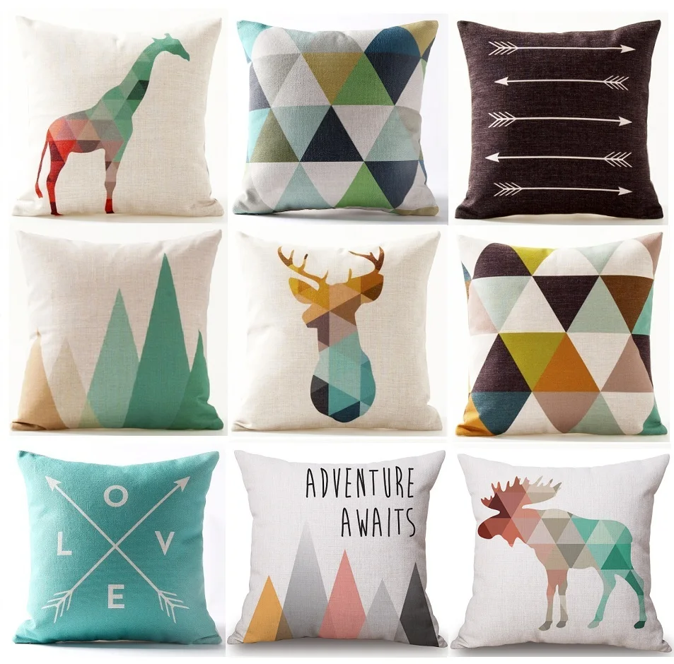 Геометрические чехлы с животными оленем птицами родственниками скандинавской