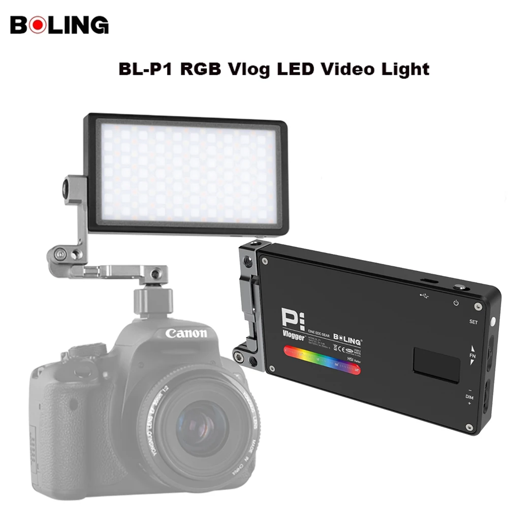 Boling BL-P1 RGB светодиодный видео светильник с регулируемой яркостью полноцветный студийный Vlog светильник для фотосъемки с кронштейном 360 для DSLR камеры