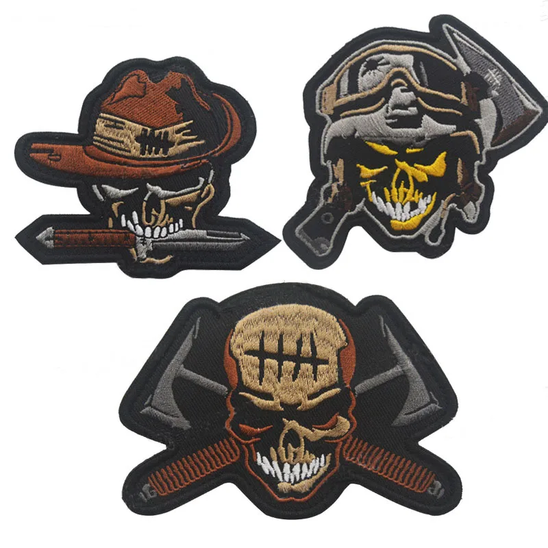Вышитые военные патчи Крюк & Петля череп палец пуля значки специальная группа