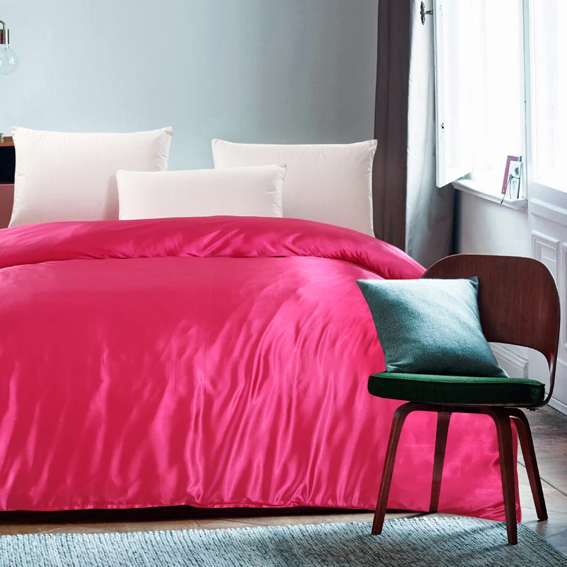 Пододеяльник однотонный из шелка/сатина покрывало для двуспальной кровати