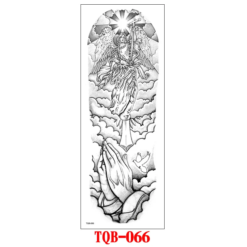 TQB066 Длинный рукав рука временная татуировка, Восточный Дракон, цветы лотоса, мужские, женские - Color: TQB066