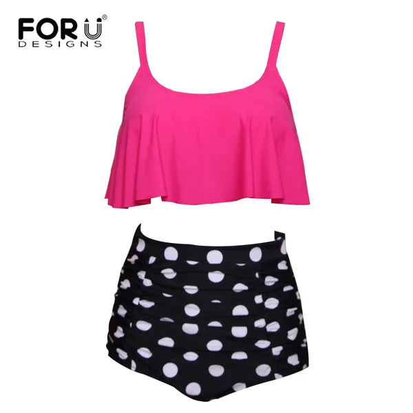 FORUDESIGNS/купальник с высокой талией 2018 сексуальные бикини женский купальник рюшами