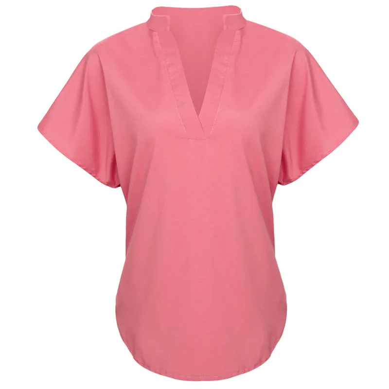 Женская блузка Топы Новые повседневные женские с коротким рукавом однотонные