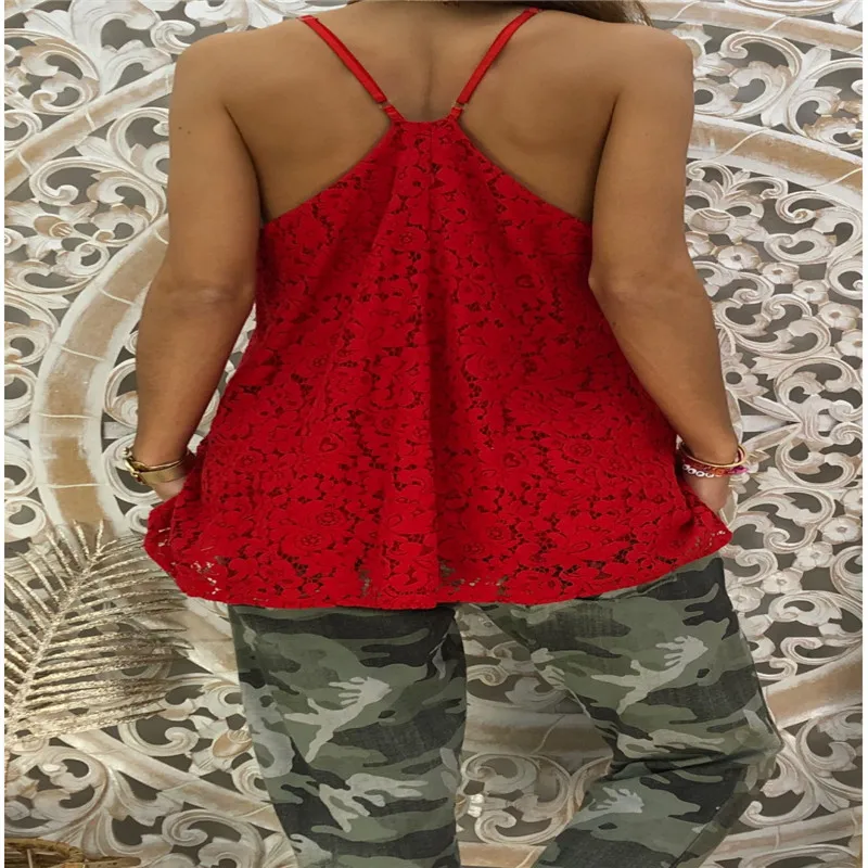 Женский топ на бретельках с кружевным принтом Свободный Топ v-образным вырезом