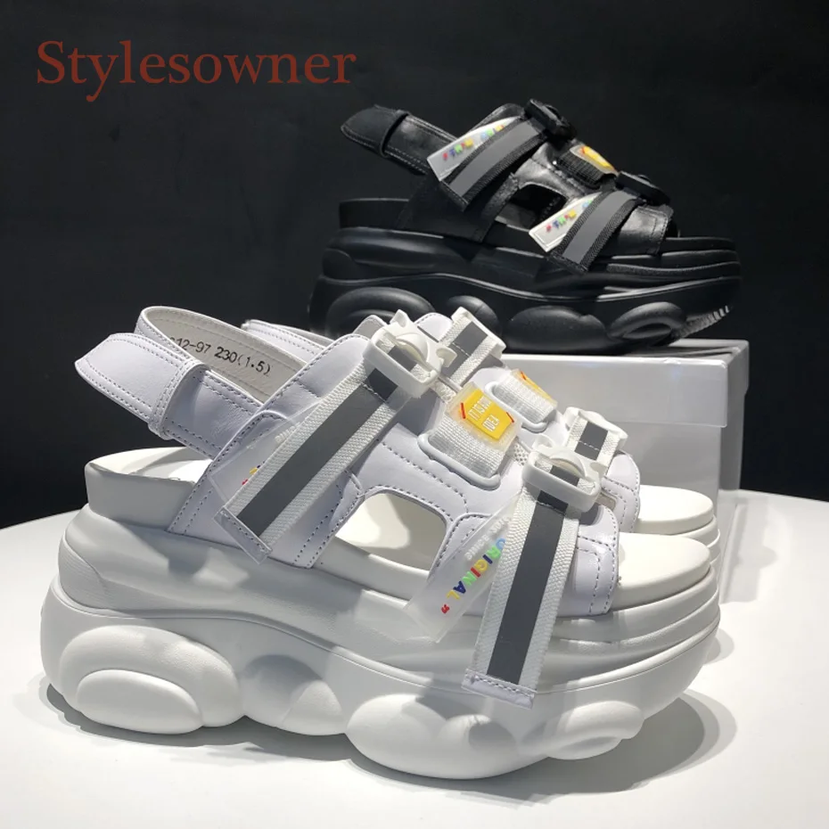 Stylesowner Летняя обувь Сандалии 9 см платформа увеличенный каблук для отдыха